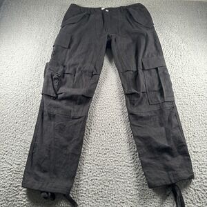 Rhude Pants Mens M Black Linen Cargo Pocket Drawstring Ankle Utility Trousers